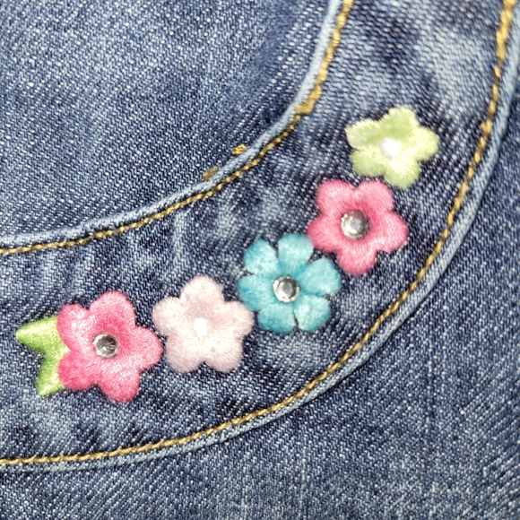 🌸 Vintage Gymboree Flower Garden Outfit Sequined Top & Embroidered Jean Shorts - Picture 6 of 10